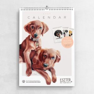 Dog Calendar 2025 by pet portrait artist Eszter Hatala.