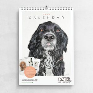 Dog Calendar 2026 by pet portrait artist Eszter Hatala.